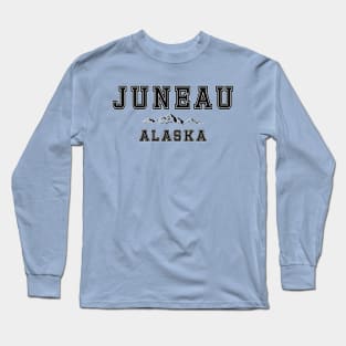 Juneau Alaska - The Alaskan Capital - Lettering with a Mountain Decal Long Sleeve T-Shirt